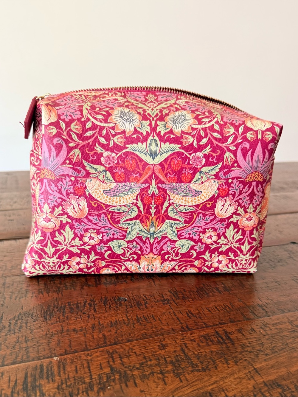 “Made In Italy” Pink Floral Zip Pouch Cosmetic Bag